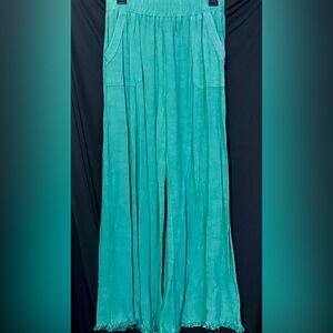 Umgee Teal Wide-Leg Pants